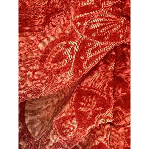 Dress Barn Y2K Velvet Paisley Ruched Square Neck Retro Grunge Whimsygoth Tee 1X - Picture 3 of 6